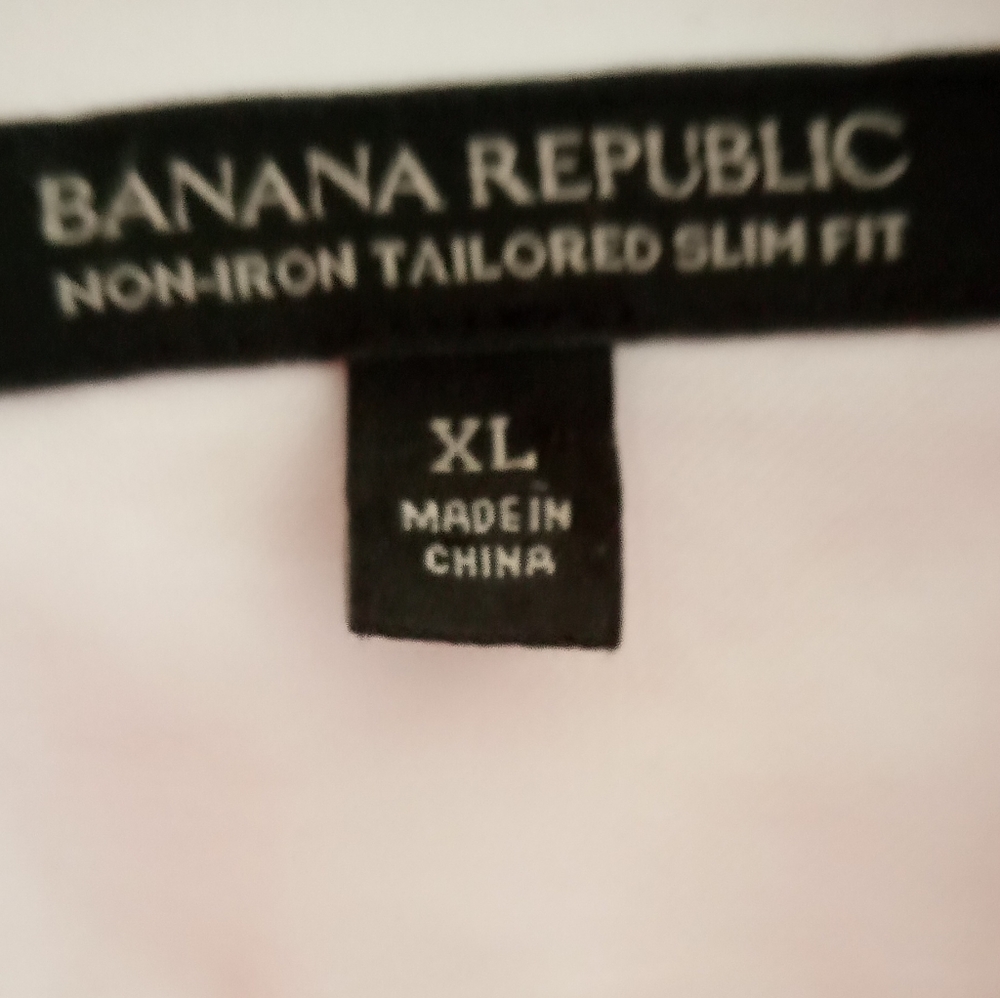 Banana Republic Men's Tailored Slim Fit Cotton Oxford Shirt XL Pink & White - Picture 5 of 7
